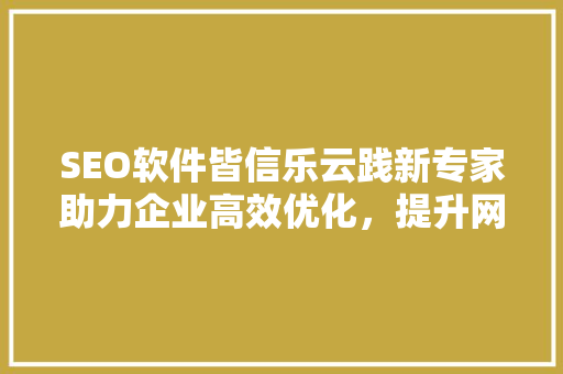 SEO软件皆信乐云践新专家助力企业高效优化，提升网站排名
