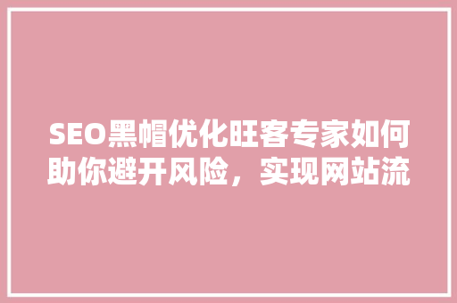 SEO黑帽优化旺客专家如何助你避开风险，实现网站流量提升