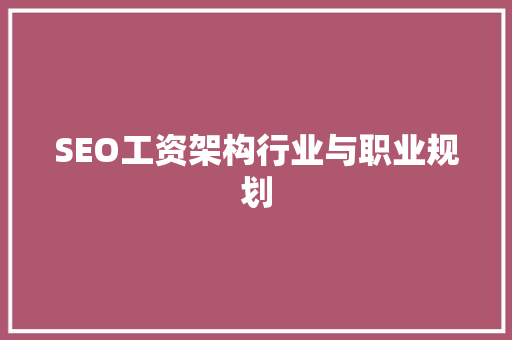 SEO工资架构行业与职业规划