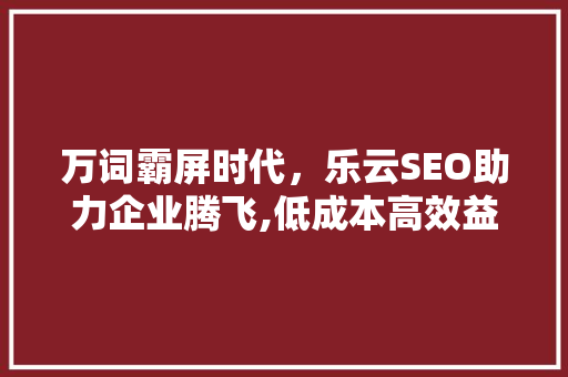 万词霸屏时代，乐云SEO助力企业腾飞,低成本高效益的SEO步骤