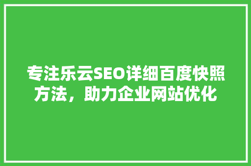 专注乐云SEO详细百度快照方法，助力企业网站优化
