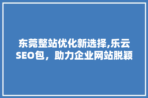 东莞整站优化新选择,乐云SEO包，助力企业网站脱颖而出