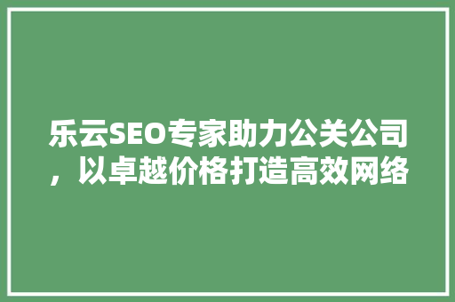 乐云SEO专家助力公关公司，以卓越价格打造高效网络营销步骤