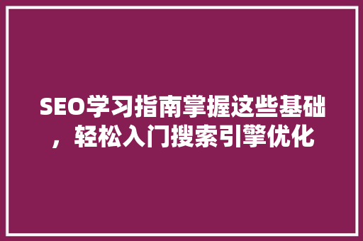 SEO学习指南掌握这些基础，轻松入门搜索引擎优化