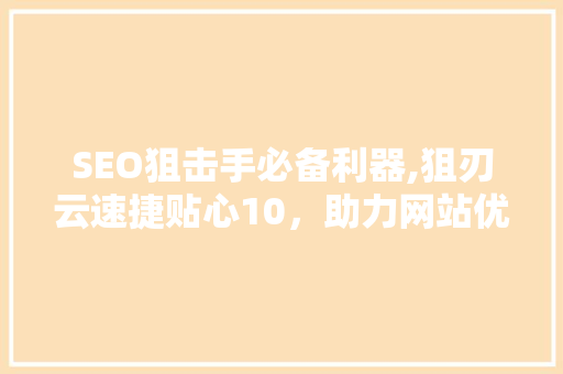 SEO狙击手必备利器,狙刃云速捷贴心10，助力网站优化提升排名