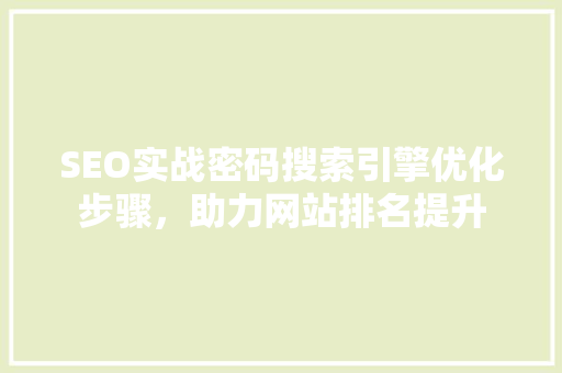 SEO实战密码搜索引擎优化步骤，助力网站排名提升