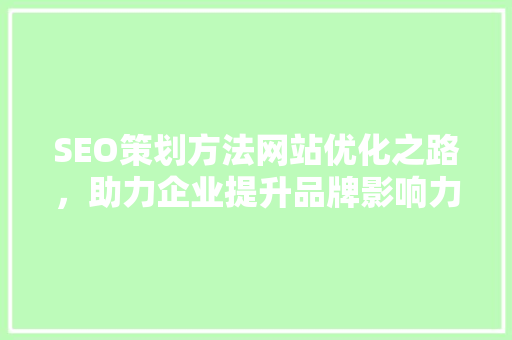SEO策划方法网站优化之路，助力企业提升品牌影响力