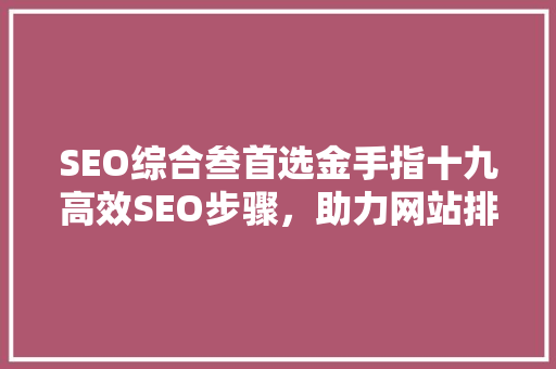 SEO综合叁首选金手指十九高效SEO步骤，助力网站排名跃升
