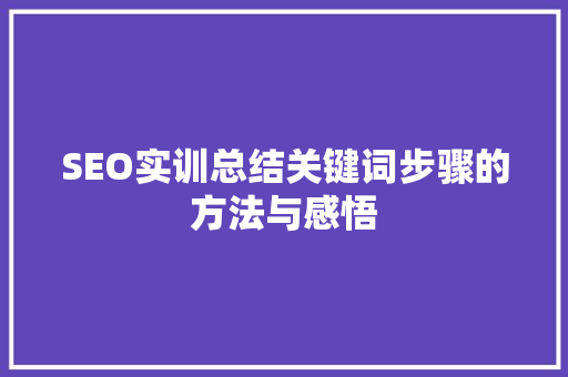 SEO实训总结关键词步骤的方法与感悟