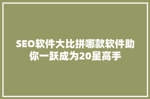 SEO软件大比拼哪款软件助你一跃成为20星高手