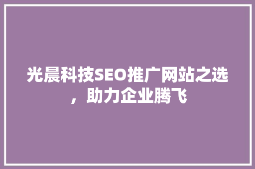 光晨科技SEO推广网站之选，助力企业腾飞