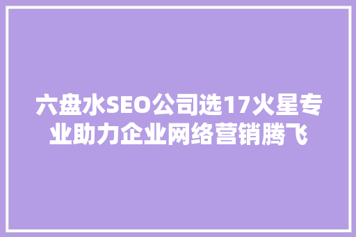 六盘水SEO公司选17火星专业助力企业网络营销腾飞