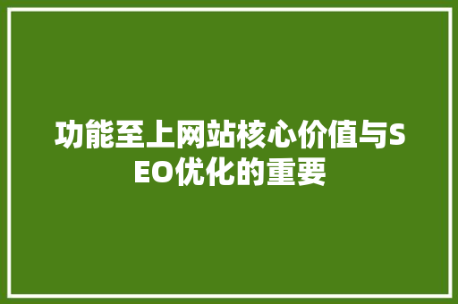 功能至上网站核心价值与SEO优化的重要