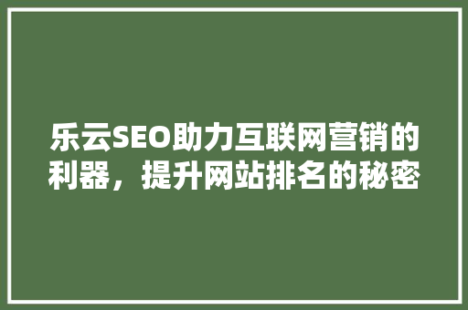 乐云SEO助力互联网营销的利器，提升网站排名的秘密武器