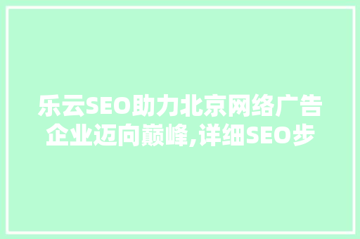 乐云SEO助力北京网络广告企业迈向巅峰,详细SEO步骤