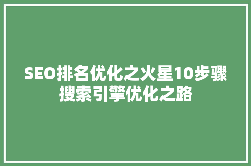SEO排名优化之火星10步骤搜索引擎优化之路
