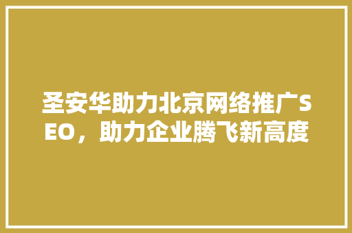 圣安华助力北京网络推广SEO，助力企业腾飞新高度