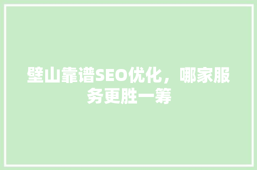 壁山靠谱SEO优化，哪家服务更胜一筹