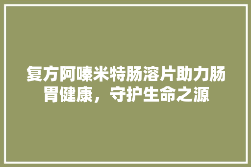 复方阿嗪米特肠溶片助力肠胃健康，守护生命之源