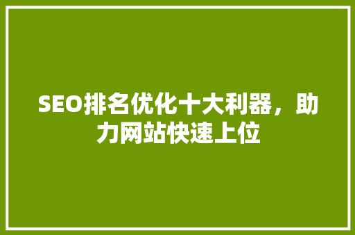SEO排名优化十大利器，助力网站快速上位
