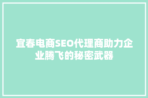 宜春电商SEO代理商助力企业腾飞的秘密武器