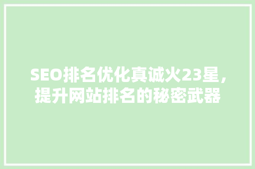 SEO排名优化真诚火23星，提升网站排名的秘密武器