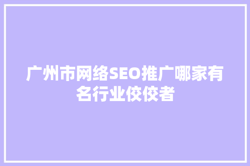 广州市网络SEO推广哪家有名行业佼佼者