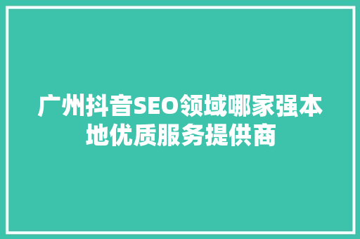 广州抖音SEO领域哪家强本地优质服务提供商