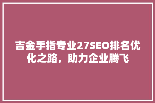 吉金手指专业27SEO排名优化之路，助力企业腾飞