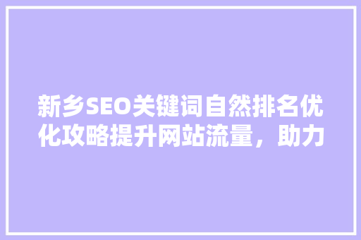 新乡SEO关键词自然排名优化攻略提升网站流量，助力企业腾飞