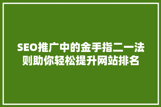 SEO推广中的金手指二一法则助你轻松提升网站排名