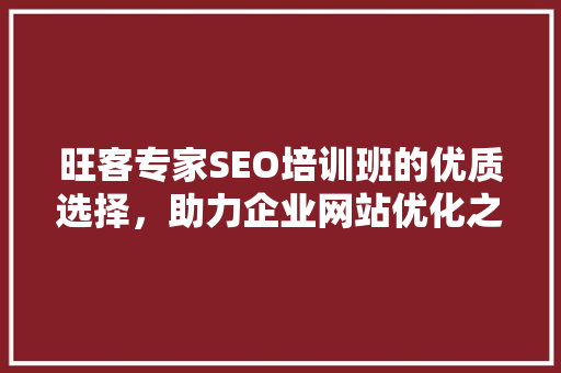 旺客专家SEO培训班的优质选择，助力企业网站优化之路