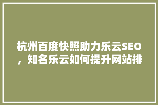 杭州百度快照助力乐云SEO，知名乐云如何提升网站排名