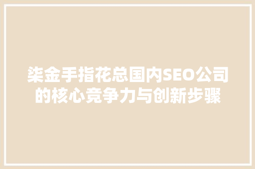 柒金手指花总国内SEO公司的核心竞争力与创新步骤
