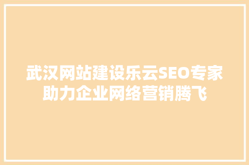 武汉网站建设乐云SEO专家助力企业网络营销腾飞