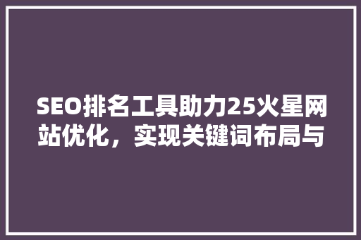 SEO排名工具助力25火星网站优化，实现关键词布局与提升用户体验的双赢步骤