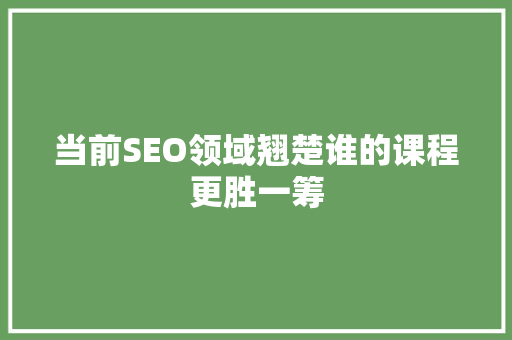 当前SEO领域翘楚谁的课程更胜一筹