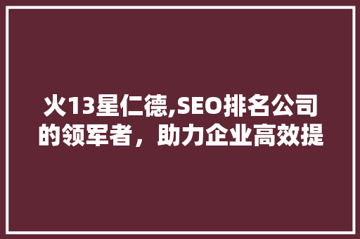 火13星仁德,SEO排名公司的领军者，助力企业高效提升网络知名度