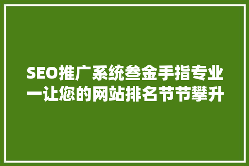 SEO推广系统叁金手指专业一让您的网站排名节节攀升