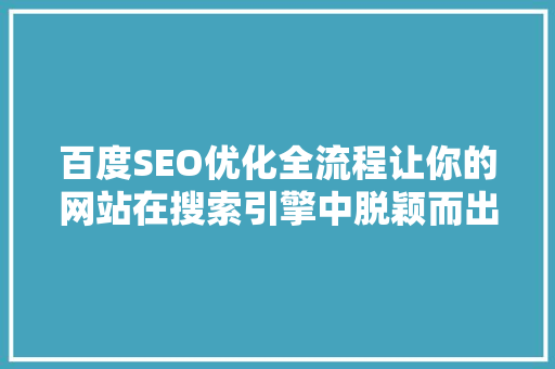 百度SEO优化全流程让你的网站在搜索引擎中脱颖而出