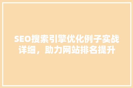 SEO搜索引擎优化例子实战详细，助力网站排名提升