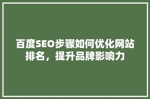 百度SEO步骤如何优化网站排名，提升品牌影响力