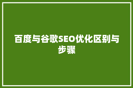 百度与谷歌SEO优化区别与步骤
