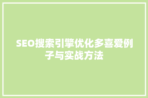 SEO搜索引擎优化多喜爱例子与实战方法