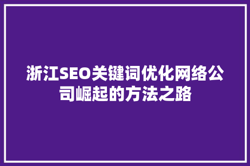 浙江SEO关键词优化网络公司崛起的方法之路