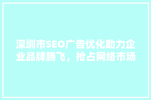 深圳市SEO广告优化助力企业品牌腾飞，抢占网络市场制高点