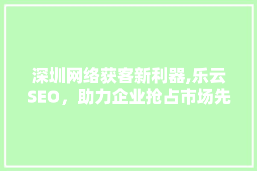深圳网络获客新利器,乐云SEO，助力企业抢占市场先机