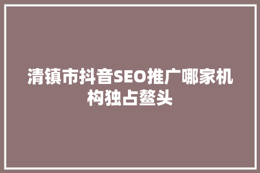 清镇市抖音SEO推广哪家机构独占鳌头
