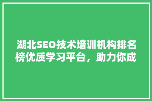 湖北SEO技术培训机构排名榜优质学习平台，助力你成为SEO高手