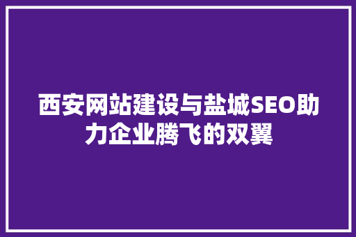 西安网站建设与盐城SEO助力企业腾飞的双翼